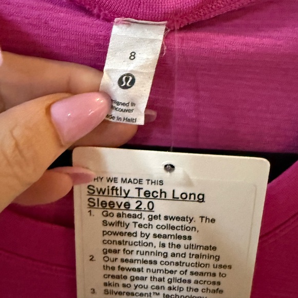 Lululemon Swifty Tech Long Sleeve Hot Pink Size 8 - Picture 8 of 11